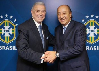 O atual, José Maria Marin, e o futuro presidente, Marco Polo Del Nero