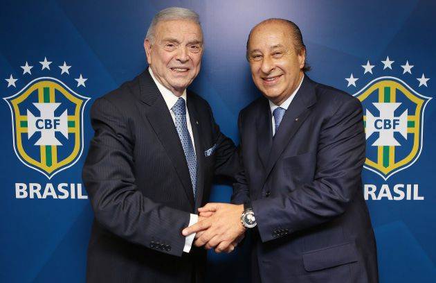 O atual, José Maria Marin, e o futuro presidente, Marco Polo Del Nero