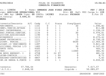 Contra-cheque de fevereiro, conforme explicado na nota