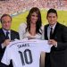 Daniela com o marido James, na apresentação no Real Madrid