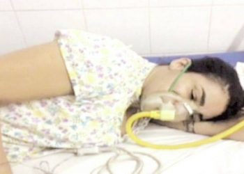 Maria José no hospital após a segunda aplicação de hidrogel (Foto: Divulgação)