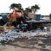 Carretas ficaram destruídas após batida (Foto: Divulgação/WhatsApp)