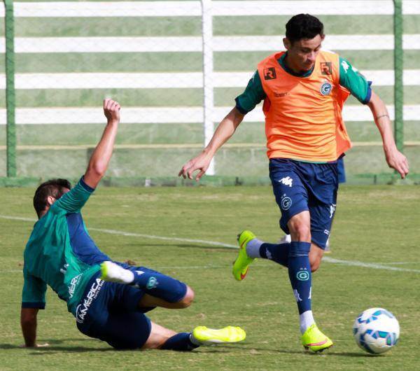 Diogo Barbosa (bola) está liberado para voltar a jogar (Foto: Site Goiás)