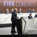 Presidente da Fifa, Joseph Blatter, discursa no 65° Congresso da entidade no Hallenstadion em Zurique, na Suíça Patrick B. Kraemer/EPA/Agência Lusa