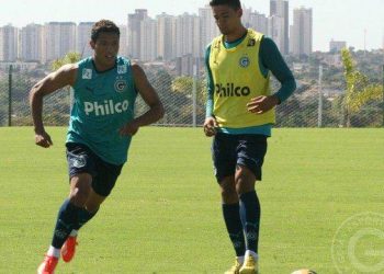 Clayton Sales (verde) voltou a ser titular na lateral-direita (Foto: Site Goiás)