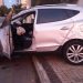 Carro do jogador ficou muito danificado (Foto: Leitor)