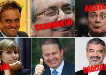 Planilhas mostram apelidos dados a políticos pelos operadores da Odebrecht (Foto: Montagem)