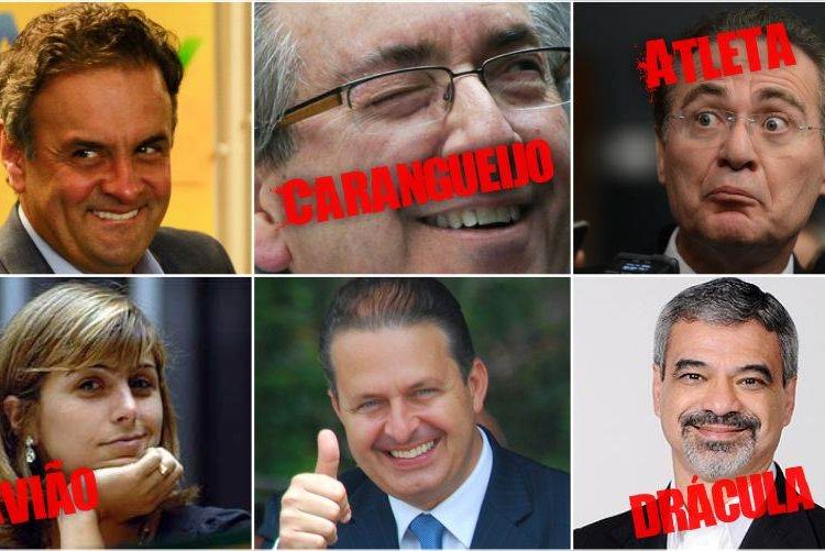 Planilhas mostram apelidos dados a políticos pelos operadores da Odebrecht (Foto: Montagem)