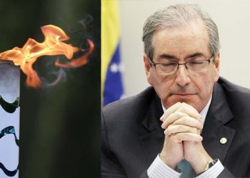 Tocha Olímpica e deputado federal afastado Eduardo Cunha (Foto: Reprodução)