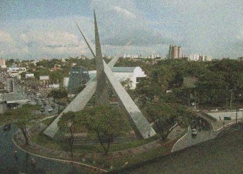 Viaduto Latif Sebba em foto que representa a falta de brilho da cidade (Foto: Montagem)