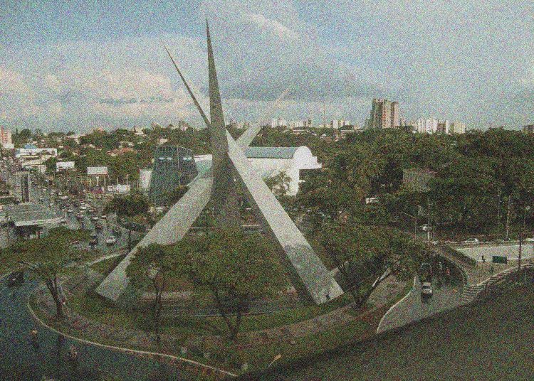 Viaduto Latif Sebba em foto que representa a falta de brilho da cidade (Foto: Montagem)