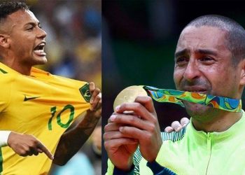 Neymar e Serginho são campeões olímpicos com posturas completamente diferentes (Foto: Reprodução)