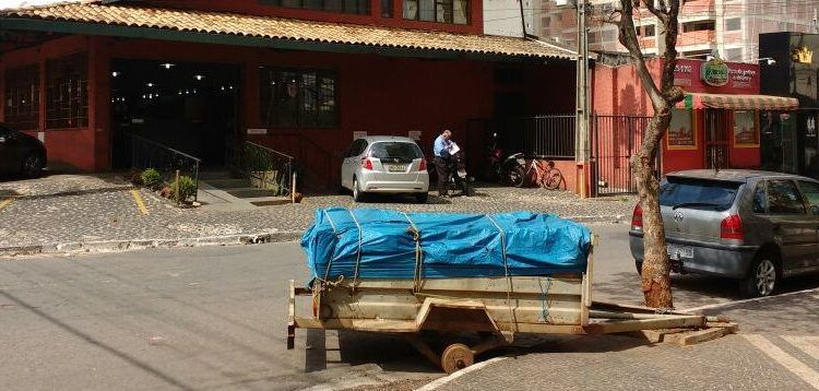 Carreta estava acorrentada a árvore, impossibilitando que ela fosse levada por completo (Foto: Folha Z)