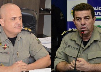 Comandante-geral da Polícia Militar de Goiás, coronel Divino Alves, e comandante de Policiamento da Capital, tenente-coronel Ricardo Rocha, Batista assinam nota de repúdio | Foto: Reprodução