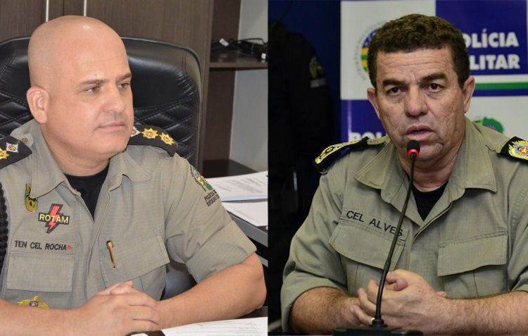 Comandante-geral da Polícia Militar de Goiás, coronel Divino Alves, e comandante de Policiamento da Capital, tenente-coronel Ricardo Rocha, Batista assinam nota de repúdio | Foto: Reprodução