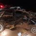 Com o impacto entre os veículos, os ocupantes do Polo foram lançados para fora do carro | Foto: divulgação PRF