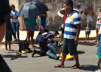 Acidente em Senador Canedo deixou motociclista ferido | Foto: Leitor/Whatsapp