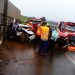 Idoso perdeu o controle de caminhonete em aquaplanagem, bateu em carro e carreta e morreu na BR-452 | Foto: Leitor/ WhatsApp