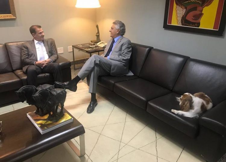 Nikki rouba a cena em foto no gabinete de Ronaldo Caiado | Foto: Divulgação