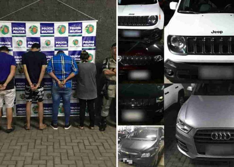 4 pessoas presas esquema aluguel carros