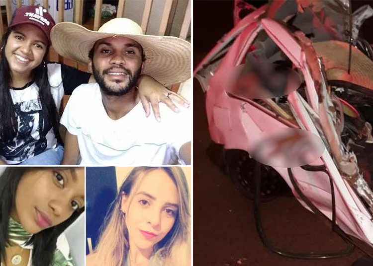De acordo com a PM, as vítimas tinham entre 20 e 23 anos: Martúlio Alves Silva, motorista do Gol, Iris Dayanny Rosa Furtado, Lavinia Clemente Lacerda e Mikaella Isabel Santos | Foto: Reprodução