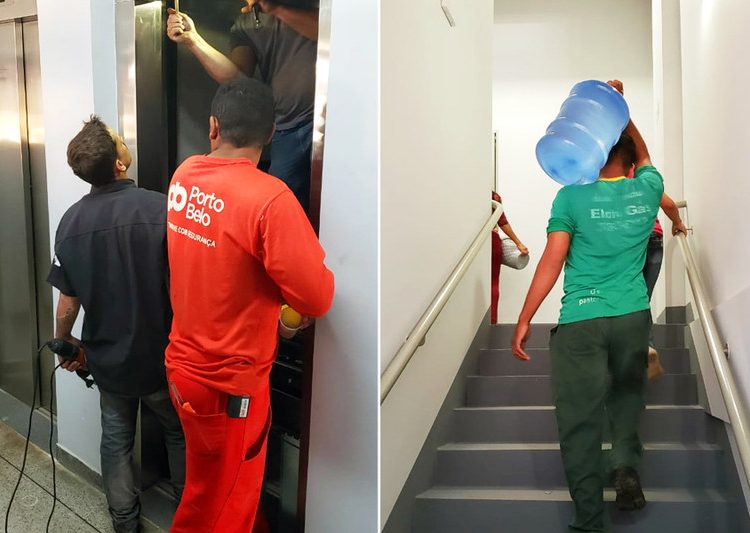 Elevadores enguiçam e funcionários usam as escadas na Cidade Administrativa de Aparecida de Goiânia | Fotos: Folha Z