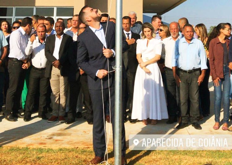 Prefeito Gustavo Mendanha e outras autoridades inauguraram Cidade Administrativa de Aparecida na manhã desta segunda, 7, na Avenida Gervásio Pinheiro, no setor Residencial Solar Central Park | Foto: Divulgação