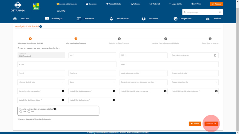 Passo a Passo para a inscrição na CNH Social em Goiás | Foto: Divulgação / Detran-GO