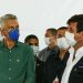Ronaldo Caiado e Henrique Mandetta durante visita ao Hospital de Campanha de Águas Lindas de Goiás | Foto: Marcos Corrêa/PR