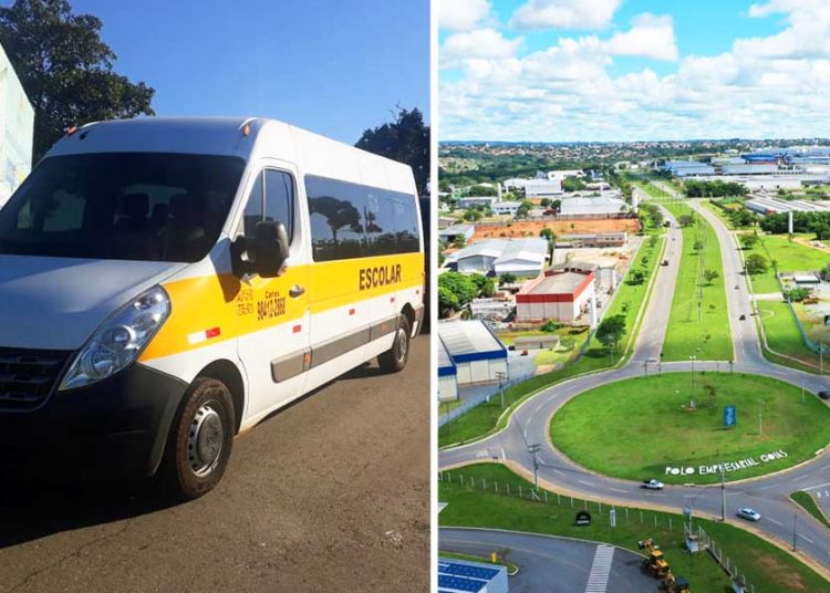Motoristas de vans escolares querem atuar no transporte de colaboradores de empresas com mais de 15 funcionários em Aparecida | Foto: Montagem/FZ