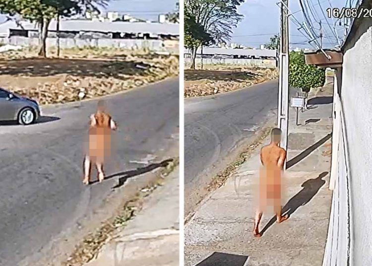 Samu resgata homem nu em Aparecida após surto | Foto: Reprodução/Câmeras de Segurança