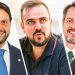Alexandre Baldy (presidente estadual do PP), Gustavo Mendanha (MDB) e Cristiano Cunha (presidente estadual do PV) | Foto: Montagem/FZ