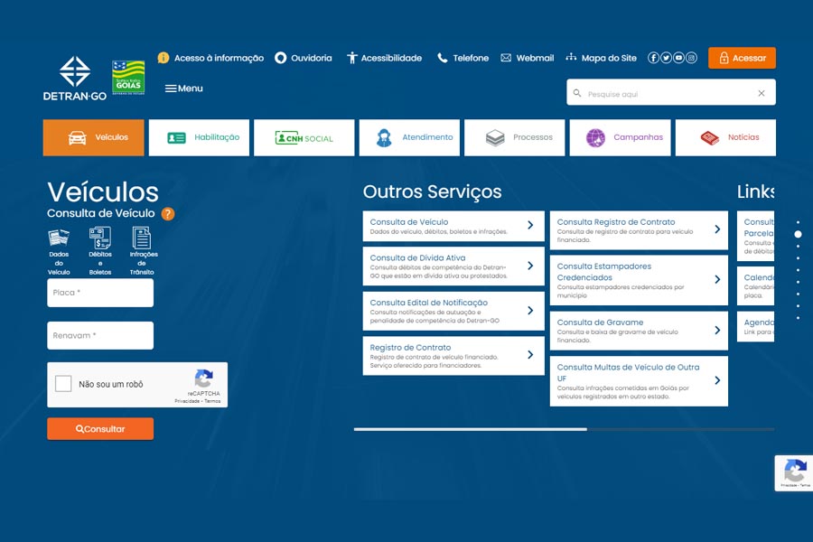 Como consultar Débitos de Veículos no site do Detran Goiás | Foto: Reprodução