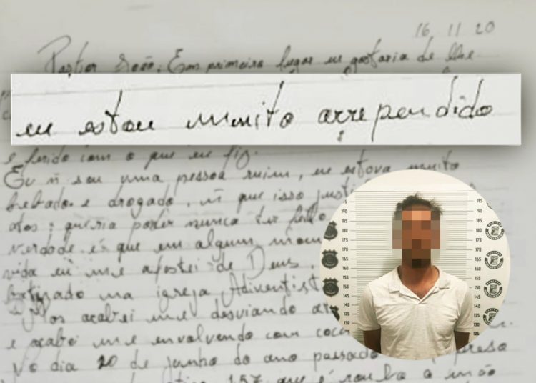 Ladrão arrependido escreve carta e é preso na capital | Foto: Divulgação/PC-GO