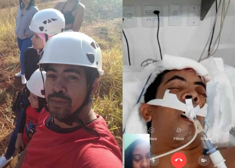 Família faz vaquinha para cuidar de bombeiro baleado na cabeça - créditos: Reprodução