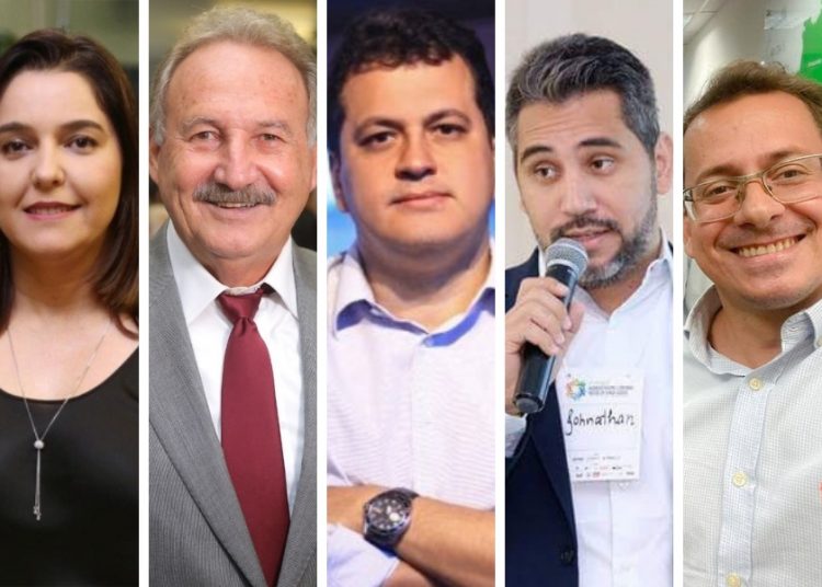 Marcela Araújo Teixeira, Aristóteles de Paula Sobrinho, Agenor Mariano, Johnathan Medeiros e Fabiano Bissoto | Foto: Montagem/FZ