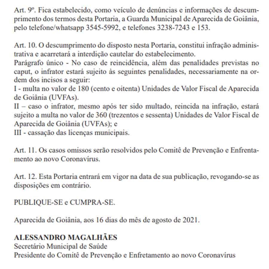 PORTARIA N° 124/2021-GAB/SMS