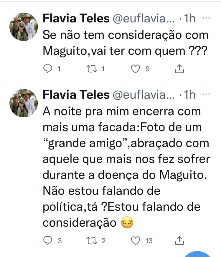 Tuítes de Flávia Teles | Foto: Reprodução