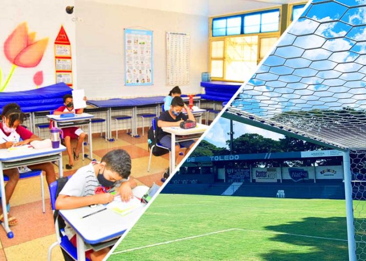 Aparecida flexbiliza aulas presenciais, eventos e futebol | Foto: Montagem