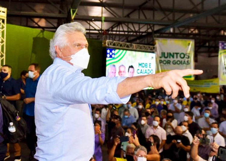 Ronaldo Caiado em evento político | Foto: Júnior Guimarães