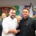 Gustavo Mendanha e Jair Bolsonaro em Brasília, no sábado (19) | Foto: Reprodução