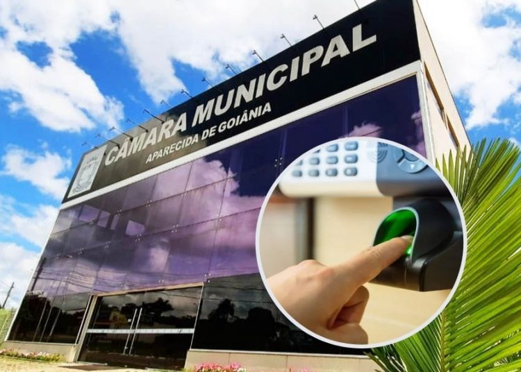 Ponto eletrônico na Câmara de Aparecida de Goiânia | Foto: Montagem / FZ