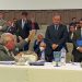 Bispo Oídes do Carmo candidatos a deputado federal e estadual durante Convenção Estadual dos Ministros Evangélicos das Assembleias de Deus de Goiás (Conemad-GO) | Foto: Divulgação