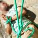 Ssupeito de assalto é amarrado por populares em Aparecida de Goiânia | Foto: Reprodução