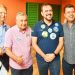 João Campos, candidato ao Senado, Gilmar Alves, ex-prefeito de Quirinopolis e candidato a deputado estadual, Gustavo Mendanha, candidato ao Governo de Goiás, e Fábio Capanema, prefeito de São Simão | Foto: Rodrigo Estrela