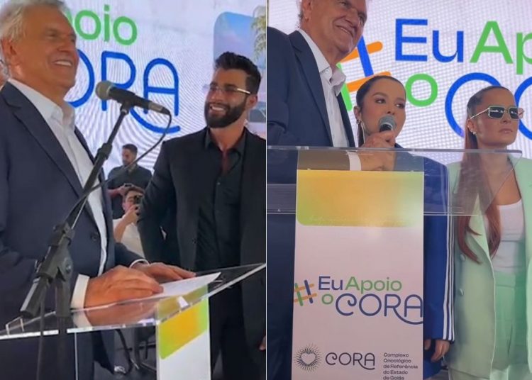 Gusttavo Lima e a dupla Maiara & Maraísa estiveram na vistoria | Foto: Reprodução/Instagram Ronaldo Caiado