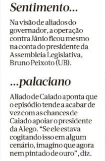 Coluna Giro relatou clima apontado por palacianos em meio a investigação | Foto: Reprodução/O Popular