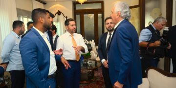 Romário Policarpo e Bruno Peixoto estiveram em café da manhã com Ronaldo Caiado e aliados | Foto: Divulgação