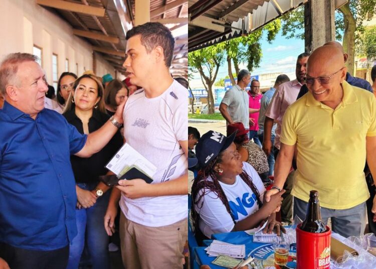 Vilmar Mariano e Professor Alcides no Jardim Tiradentes | Fotos: Wigor Vieira e Valdemy Teixeira