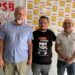 Vereador Willian Panda ao lado dos presidentes estadual, Elias Vaz, e municipal do PSB, Deurimar Barbosa | Foto: Divulgação
